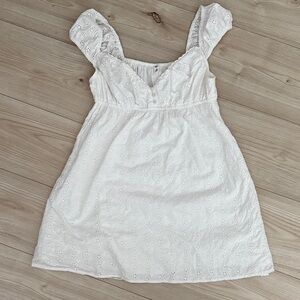 White Eyelet Dress with Ruffled Sleeves